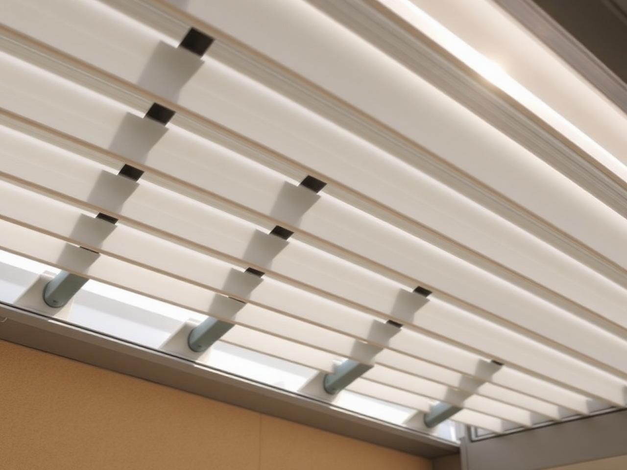 Detail of an aluminium louvered roof system